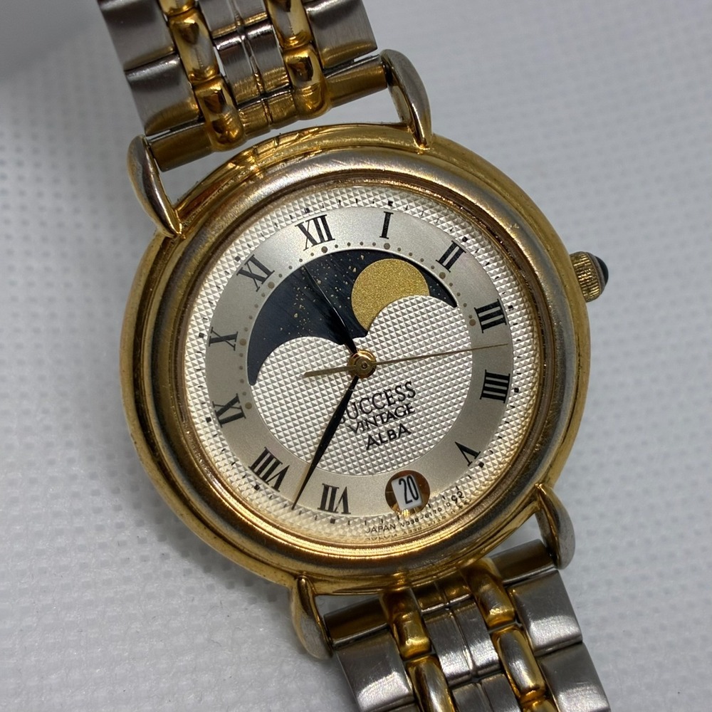 Vintage Seiko Alba Success Moonphase V338-6090 Unisex Watch-WORKING!